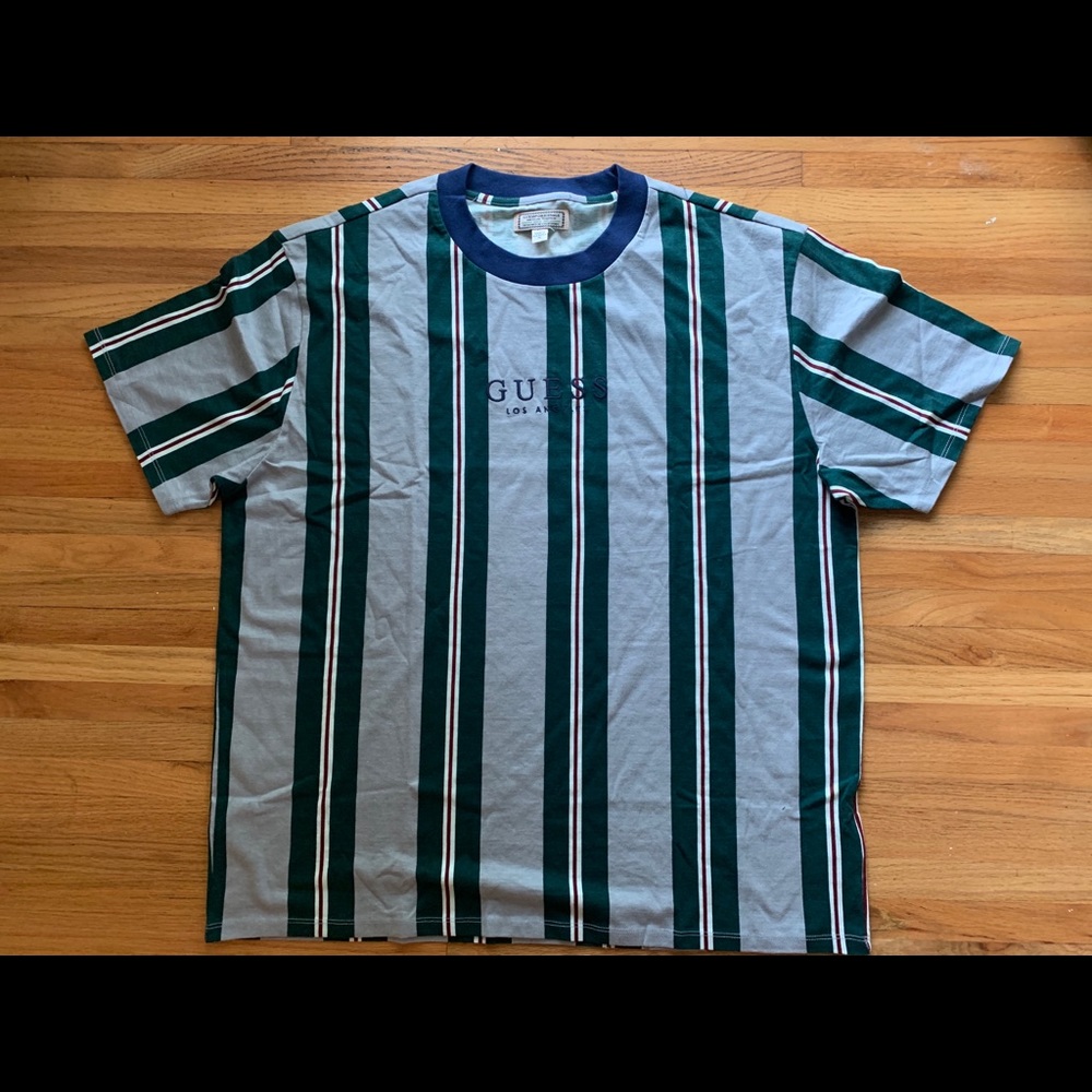 Guess Los Angeles Striped Green/Blue t shirt